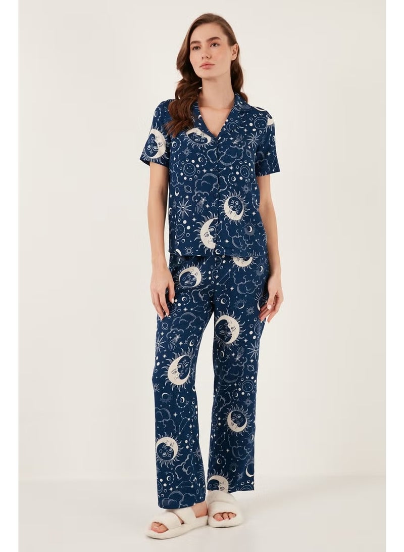 Lela Comfortable Cut Wide Leg Mono Collar Short Sleeve Pajama Set Women's Pajama Set 6110290 - Image 3